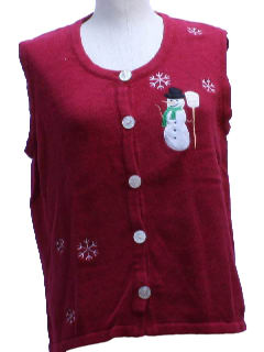 1980's Womens Ugly Christmas Sweater Vest 