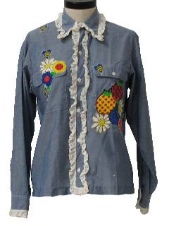 1970's Womens Chambray Hippie Shirt