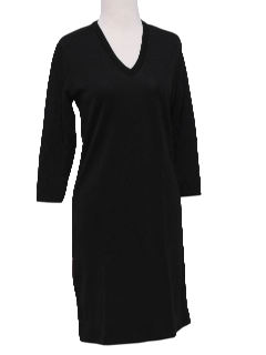 1970's Womens Knit Little Black Dress