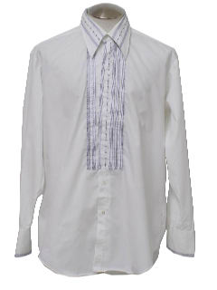 1970's Mens Pleated Slight Ruffle Tuxedo Shirt