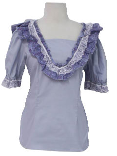 1970's Womens Square Dancing Frilly Shirt