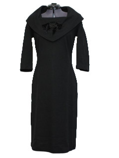 1940's Womens Fab Forties little Black Wool Cocktail Wiggle Dress