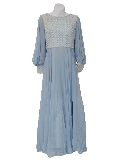 1960's Womens Emma Domb Designer Prairie Style Cocktail Maxi Dress