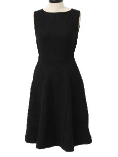 1940's Womens Little Black Wool Day Dress