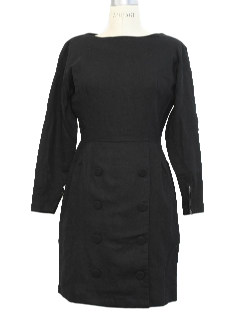 1950's Womens Little Black Fab Fifties Wool Dress