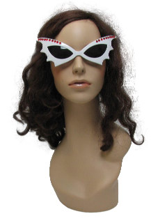 1990's Womens Accessories - Bejeweled Bat Cat Eye Sunglasses
