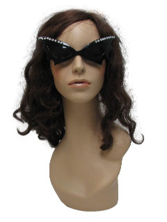 1990's Womens Accessories - Bejeweled Bat Cat Eye Sunglasses