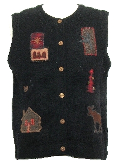 1980's Unisex Country Kitsch Ugly Christmas Sweater Vest