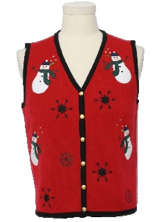 1980's Womens Vintage Ugly Christmas Sweater Vest