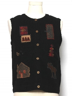 1980's Womens Country Kitsch Ugly Christmas Sweater Vest