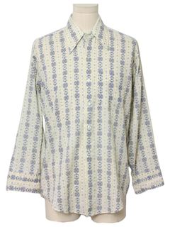 1970's Mens Print Disco Style Cotton Blend Shirt