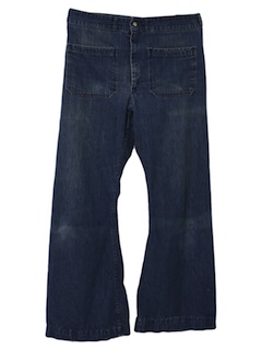 1970's Mens Navy Bellbottom Jeans Pants