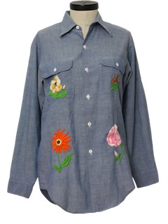 1970's Womens Chambray Hippie Shirt