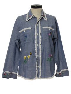 1970's Womens Chambray Hippie Shirt