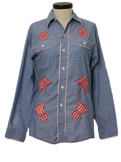 1970's Womens Chambray Hippie Shirt