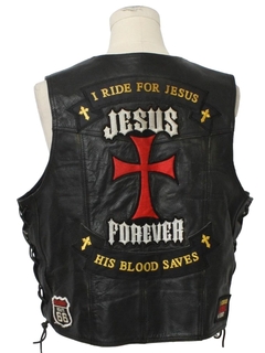 1990's Mens Motorcycle Club Leather Vest