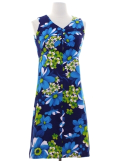 1970's Womens A-Line Mod Hawaiian Dress