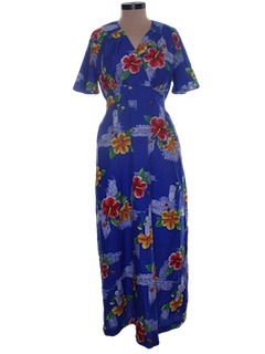 1970's Womens Hawaiian Maxi Dress