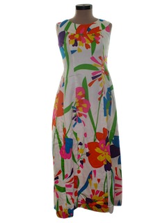 1960's Womens A-Line Mod Hawaiian Maxi Dress