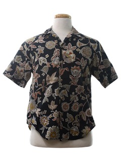 1980's Mens Cotton Lawn Graphic Print Shirt