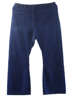 1970's Mens Navy Style Bellbottom Jeans Pants