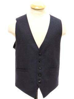 1980's Mens Midnight Blue Pinstriped Suit Vest