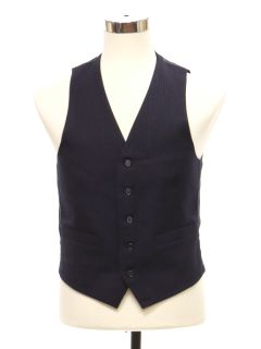 1970's Mens Midnight Blue Pinstriped Suit Vest