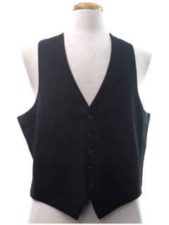 1970's Mens Dark Blue Pinstriped Suit Vest