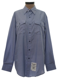 1990's Womens US Navy Military Uniform Chambray Work Shirt