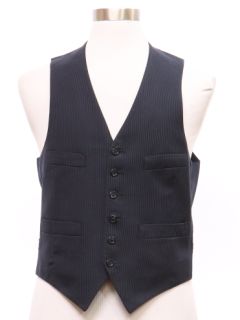 1980's Mens Midnight Blue Pinstriped Suit Vest