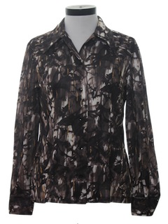 1970's Womens Western Style Print Disco Shirt