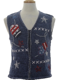 1990's Womens Patriotic Ugly Christmas Sweater Vest