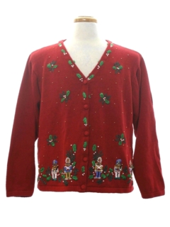 1980's Womens Ugly Christmas Cardigan Sweater