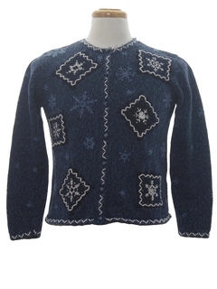 1980's Womens Snowflake Ugly Christmas Sweater