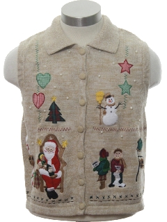 1980's Womens or Girls Ugly Christmas Sweater Vest