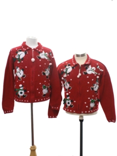 1980's Womens or Girls Matching pair of Ugly Christmas Sweater