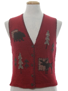 1980's Womens or Girls Country Kitsch Ugly Christmas Sweater Vest