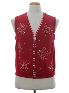 1980's Womens Snowflake Ugly Christmas Sweater Vest