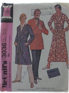 Mens 1970's sewing patterns at RustyZipper.Com Vintage Clothing