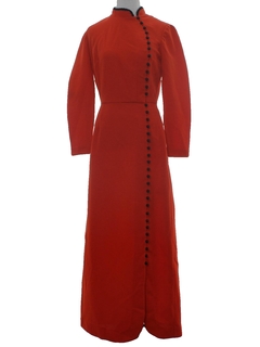 1960's Womens Asian Inspired Knit HIppie Maxi Dress