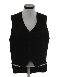 1980's Womens Totally 80s Suede Leather Fringe Vest