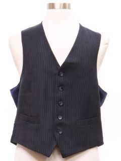 1980's Mens Midnight Blue Pinstriped Suit Vest