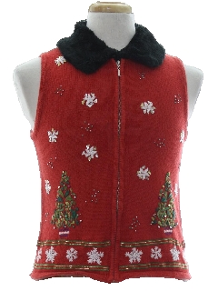 1980's Womens or Girls Ugly Christmas Sweater Vest