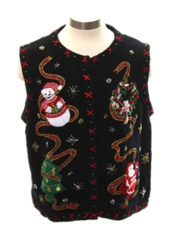 1980's Womens or Girls Ugly Christmas Sweater Vest