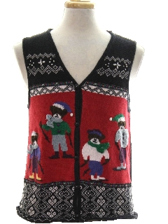 1980's Unisex Bear-riffic Ugly Christmas Sweater Vest