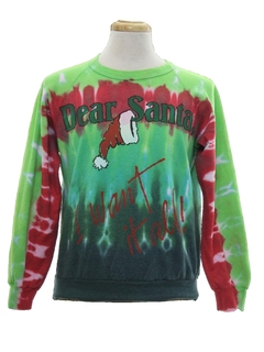 1980's Unisex Hand Tie Dyed Ugly Christmas Sweatshirt