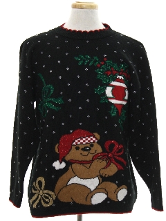 1980's Unisex Bear-riffic Vintage Ugly Christmas Sweater