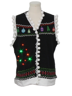 1990's Unisex Hand Embellished Multicolor Lightup Ugly Christmas Sweater Vest