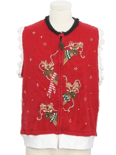 1990's Unisex Hand Embellished Ugly Christmas Sweater Vest