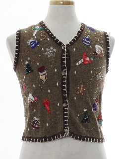 1980's Womens or Girls Ugly Christmas Sweater Vest